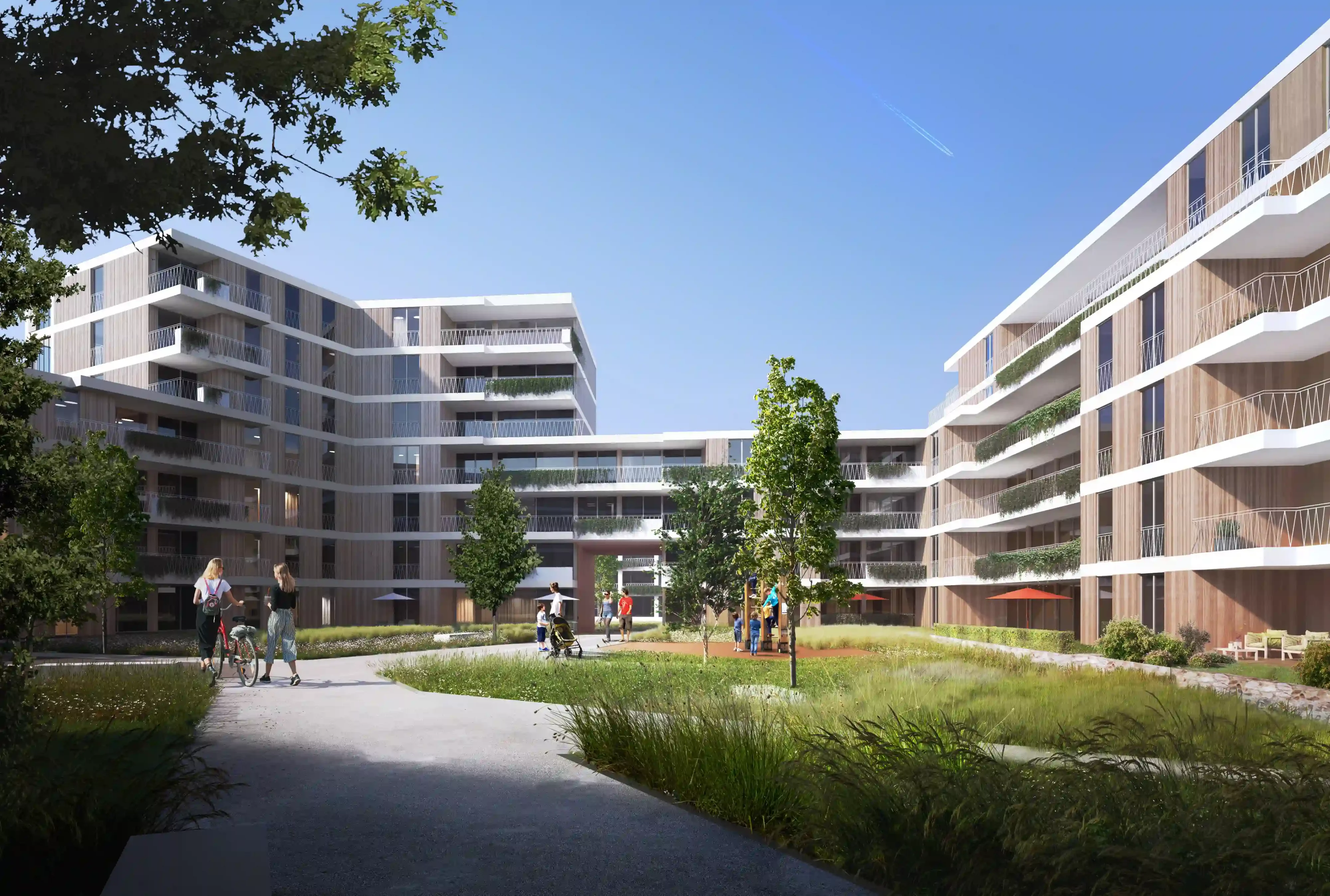 Rendering Innenhof Wohnungsbau