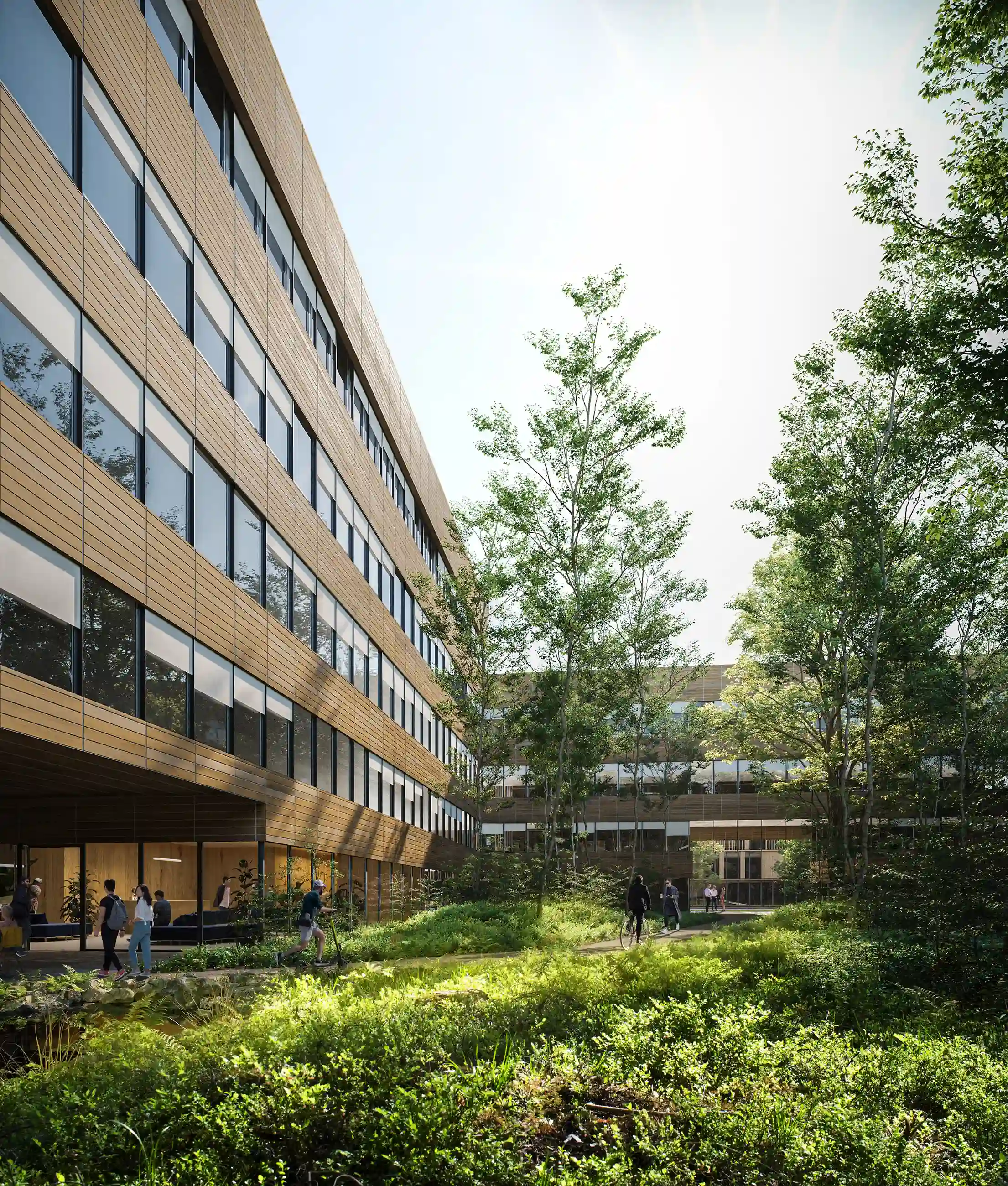 3D Visualisierung grüner Innenhof office