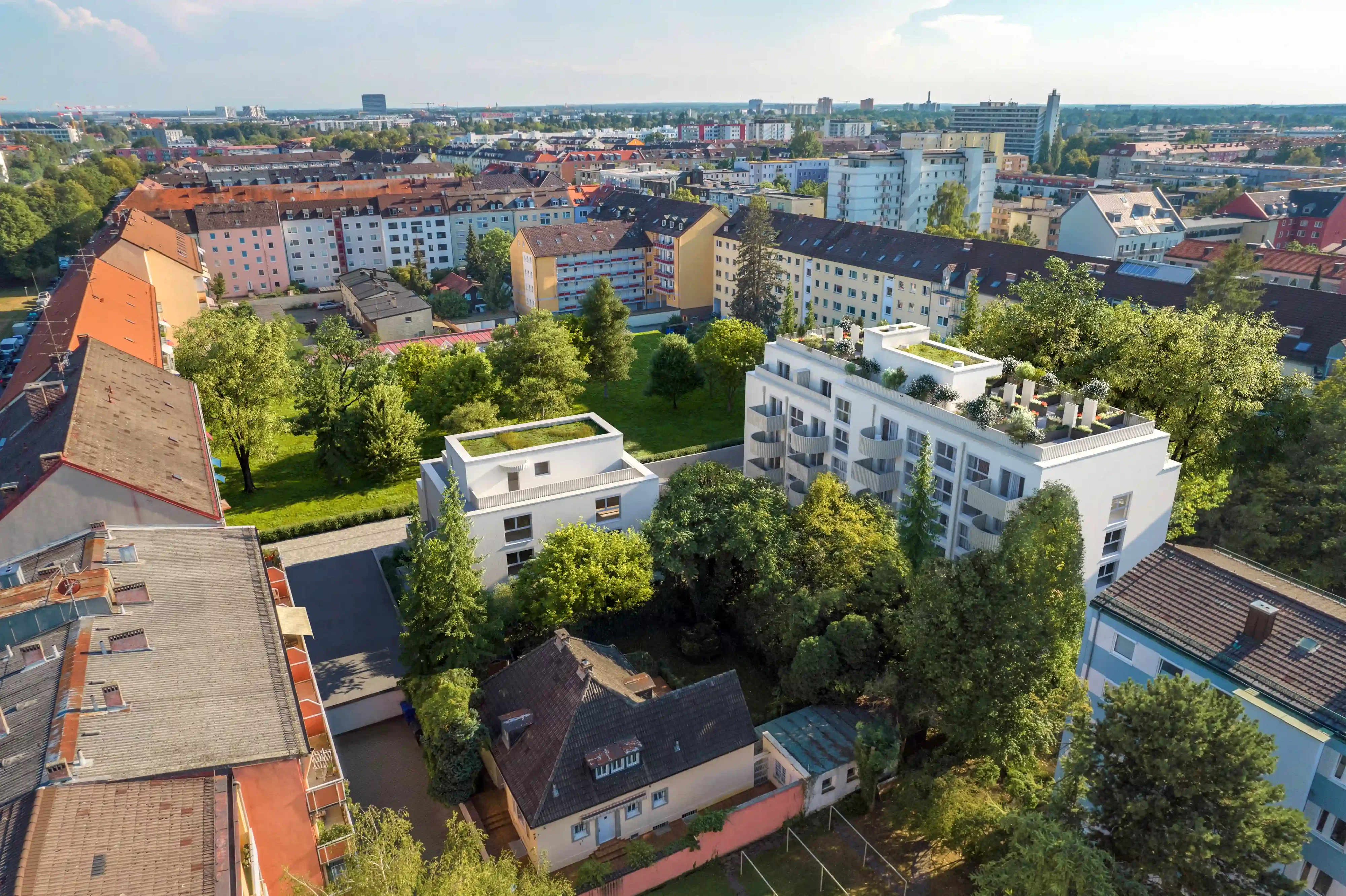 Rendering Luftbild Wohnungsbau